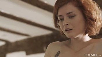 Spicy redhead babe Nina Sever knows how to give an interracial head