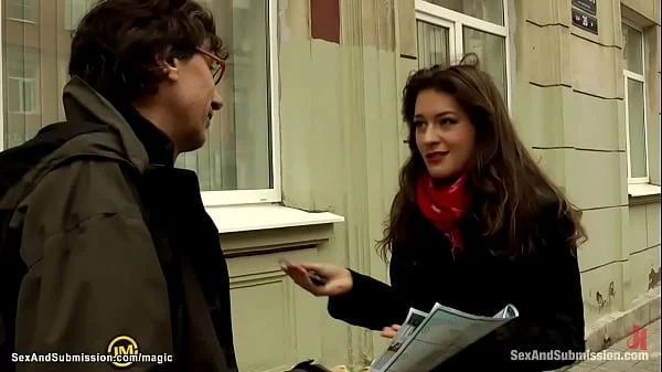 Bound hairy brunette dp banged