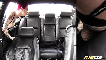 Sexy as hell redhead MILF with big boobs fucked by fake cop