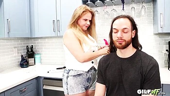 Micky Lynn and Cali Deep's hair dresser sex by GilfAF