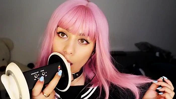 Pink hair babe ear licking: Amateur, Solo  Tease Porn
