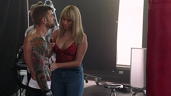 Athena Palomino shakes big natural tits in jeans cowgirl