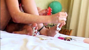 Teen slut foot fetish cock rub