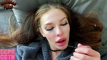 My Stepsister In A Cute Fluffy Sweater Loves To Play With My Cock With Her Feet