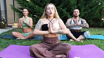 Yoga instructor shares my cock with my neighbor