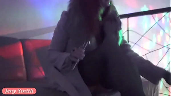 Jeny Smith teasing a stranger. Then he strokes her in a Night Club