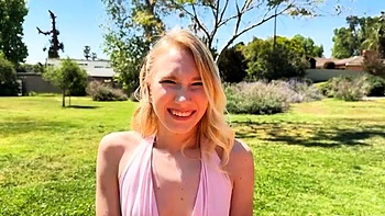 Blonde tight pussy babe solo toy fun in glamour masturbation