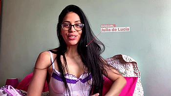 Beautiful brunette plays with her pussy in shower