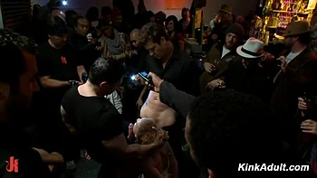 Audrey Hollander Intense Public Bar Gangbang with DAP Fisting and Hogtie Finale