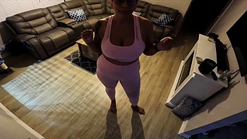 Curvy redhead jap MILF giving blowjob and titjob in POV