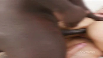 Braces Babe Alicia Trece Swallows After 5 on 1 Interracial DP