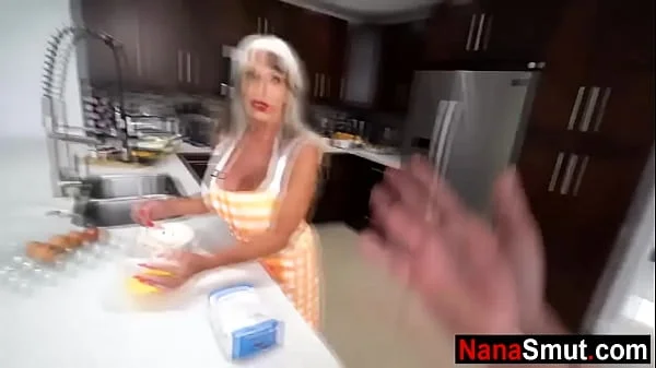 Step granny blows stepgrandson and almost gets caught