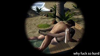 3D Hot Mature MILF Wearing Sexy Lingerie Cheating with Big Dick on the Beach