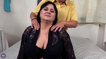 Huge Breasted Mature Cougar Gets A Massage From A Young Guy And Then Some