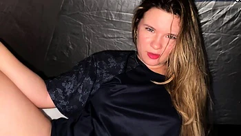 Blonde babe caught stroking in school camp - Anal and