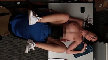 Young brunette makes a blowjob and fucks with her peaches