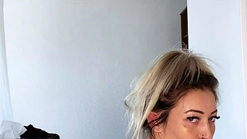 Perfect blond making solo masturbation