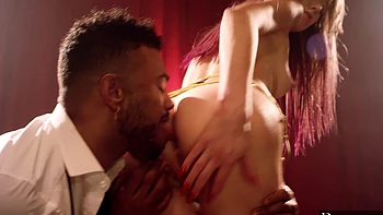 Small tit babe Haley gets fucked by hung stud Troy in a steamy interracial encounter