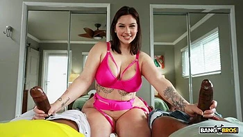 Bitchy white babe Vivian Taylor dominated by two black cocks