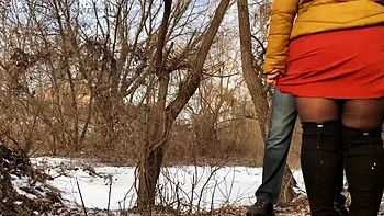 Hot Ukrainian Step Mom Pisses Outside With Me In Pantyhose - Public Doggystyle