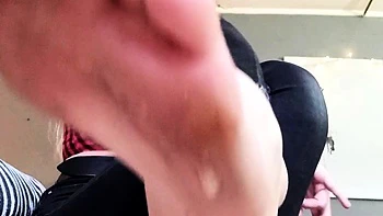 Busty blonde in foot fetish porn