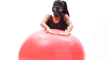 Masked chick getting naked and playing with a fitball: Babe, Stripchat  Brunette Porn