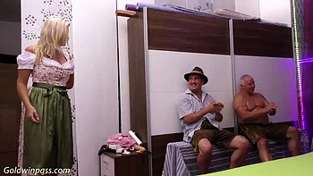 Pierced MILF Marina Montana Gangbang Lederhosen Orgy Big Tits Bukkake