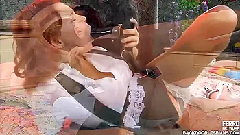 Lesbian Gives Redhead Maid Intense Anal Finger Fucking