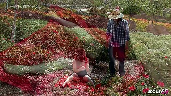 Real Redhead Ginger Teen with saggy natural Tits and Bushy Pussy Pick Up and seduce to Old Young Fuck