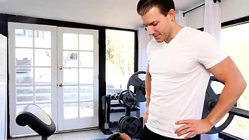 Hot babe with perfect big boobs taking shower