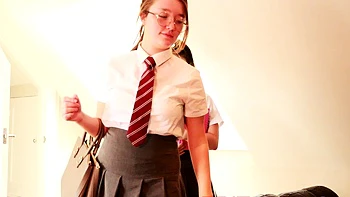 Student Gets Railed Behind Her Identical Stepsister's Back