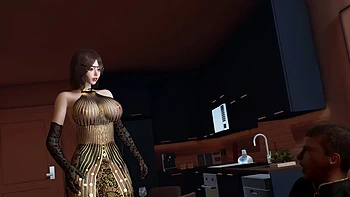 3D BBW Asian MILF Teasing the Young Big Cock to Fuck Her Pussy