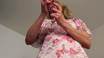 Blonde Granny Rubs Her Horny Pussy