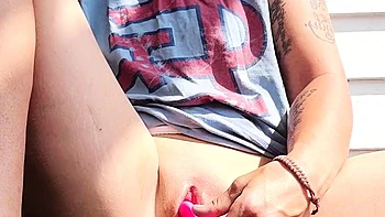 Out on my porch playing with my pussy !!