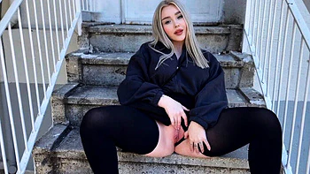 Blonde Teen Shows Pussy on First Date - Public Creampie with Big Tits Russian 18 Year Old