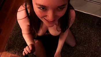 British 18 Year Old Sloppy Blowjob And Tit Wank