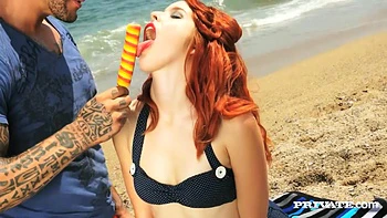 Redhead Amarna Picks up a Hot Guy at the Beach for Some Hardcore Fun - Private Porn Sex Videos