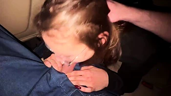 POV oral pleasure in car with cronys, spunk in mouth -