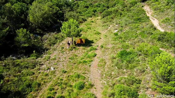 Drone catches young couple fucking outdoors