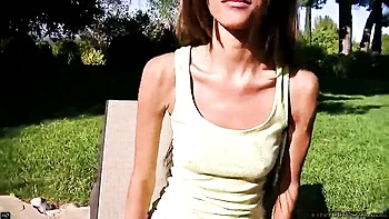 Young Brunette Wench Gets Ass-Fucked Outside