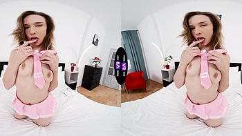 Cute teen Alice Klay masturbates with her socks on