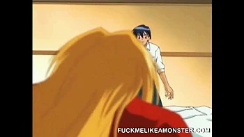 Blondes Anime-Mädchen bläst hartfickend