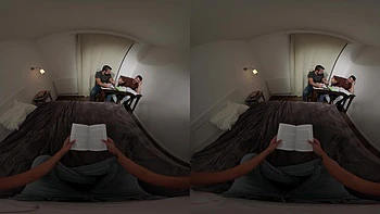 Hairy Brunette Threesome: Blowjob, Pussy Licking & Masturbation