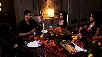 Brunette Teens in Interracial Foot Fetish Group Sex