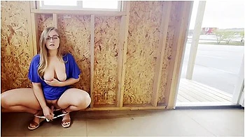 Blonde Milf with Glasses Masturbates Publicly and Talks Dirty