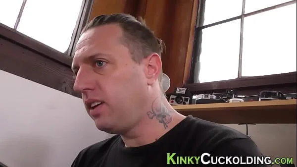 Cuckolding busty babe gets cum sprayed