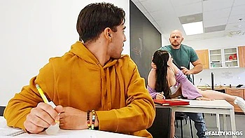 Sneaky Anal Fuck in College Classroom with Brunette Teen