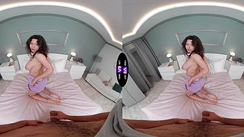 Teen Lola fucks her big natural tits in VR