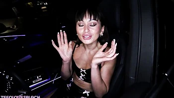 Petite brunette Kaby Snow squirts on huge BBC from stepdad