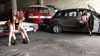 Eva Berger’s Russian Car Threesome with Big Cock Blowjob